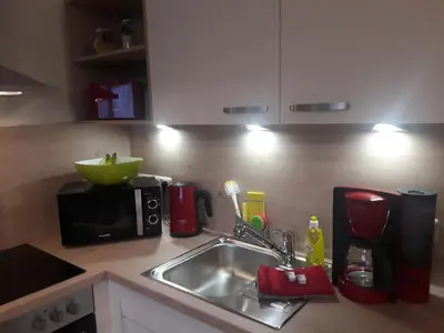 Küche/Küchenzeile in der Unterkunft Ferienwohnung Rockmann