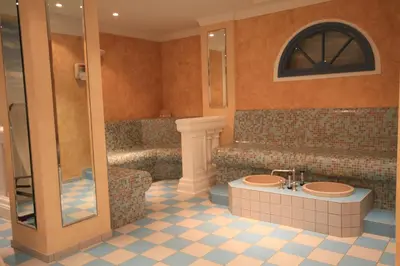 Ein Sitzbereich in der Unterkunft Appartementhaus am Fichtelberg