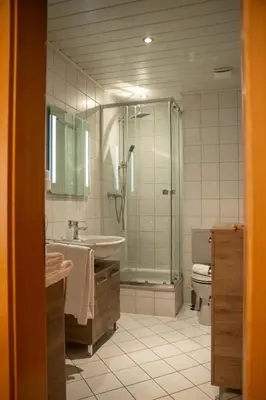 Ein Badezimmer in der Unterkunft Das kleine Landhotel im Fichtelgebirge