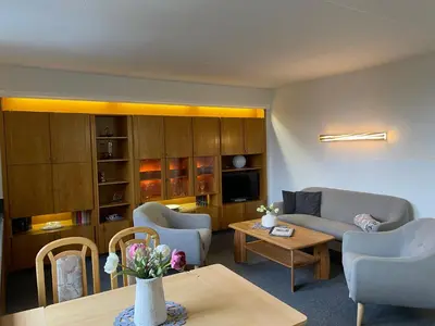 Ein Sitzbereich in der Unterkunft Ferienhaus Freitag - Ferienwohnungen mit Sauna & Frühstück