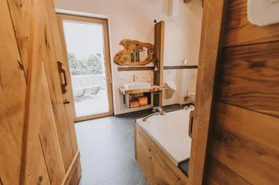 Küche/Küchenzeile in der Unterkunft Luxus-Chalet am Fluss