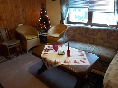 Ein Sitzbereich in der Unterkunft Landhaus am Fritzschberg