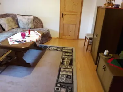 Ein Sitzbereich in der Unterkunft Landhaus am Fritzschberg