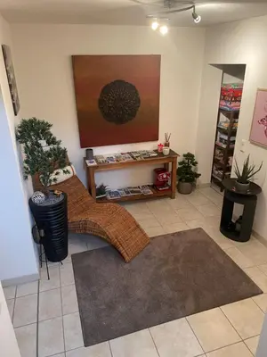 Ein Sitzbereich in der Unterkunft Ferienwohnung Christine