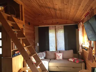 Ein Sitzbereich in der Unterkunft Beerenhütte