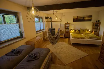 Ein Sitzbereich in der Unterkunft Haus Fichtelgebirge