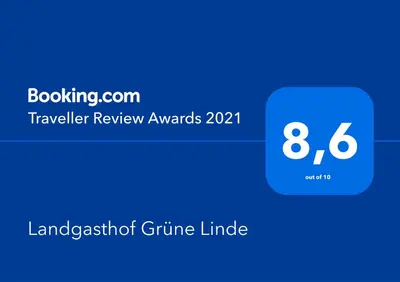 Ein Zertifikat, Auszeichnung, Logo oder anderes Dokument, das in der Unterkunft Landgasthof Grüne Linde ausgestellt ist