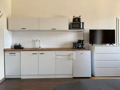 Küche/Küchenzeile in der Unterkunft Apartments Fichtelberger Blick