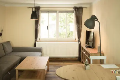 Ein Sitzbereich in der Unterkunft moments café & apartmenthaus