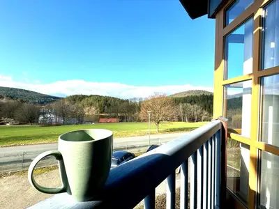 Ein allgemeiner Bergblick oder ein Berglick von der Ferienwohnung aus