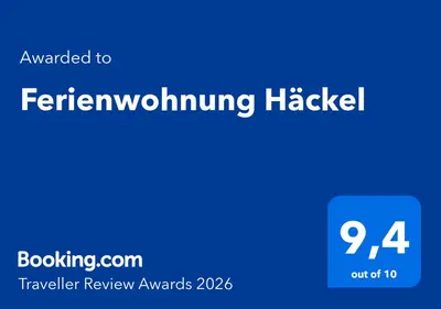 Ein Zertifikat, Auszeichnung, Logo oder anderes Dokument, das in der Unterkunft Ferienwohnung Häckel ausgestellt ist