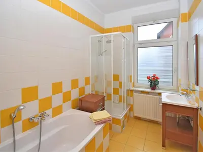 Ein Badezimmer in der Unterkunft Gruppenhaus mit German Heimkino, 18 Personen
