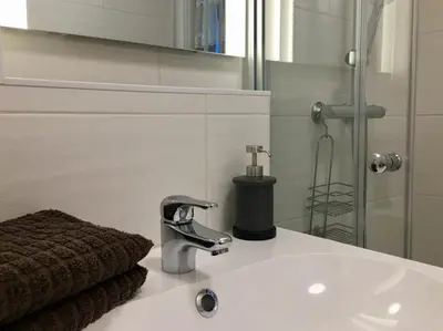 Ein Badezimmer in der Unterkunft Ferienwohnung Alte Poststraße