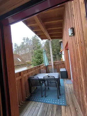 Ein Balkon oder eine Terrasse in der Unterkunft Ferienhaus Brütting