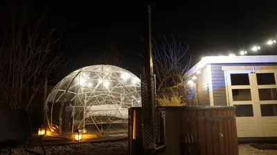 Grundriss der Unterkunft Fichtel-Bubble gegen Aufpreis mit Hot Tub und Sauna