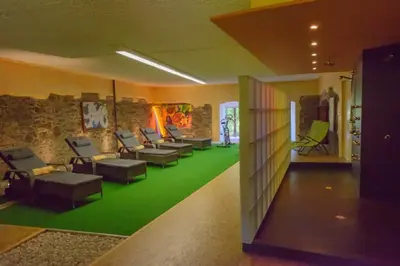 Ein Sitzbereich in der Unterkunft Hotel Frankenschleif