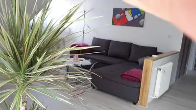 Ein Sitzbereich in der Unterkunft Ferienwohnung Schönblick