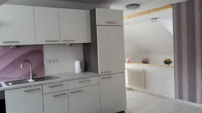 Küche/Küchenzeile in der Unterkunft Ferienwohnung Schönblick