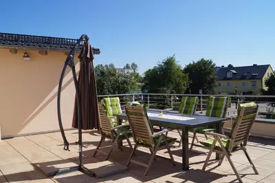 Ein Balkon oder eine Terrasse in der Unterkunft Ferienwohnung Weindler