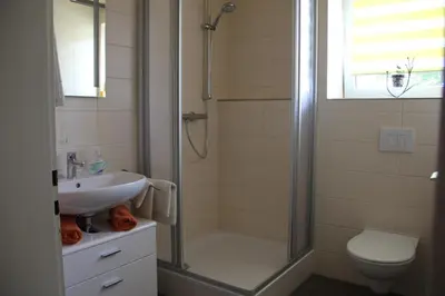 Ein Badezimmer in der Unterkunft Ferienhof Pöhlmann