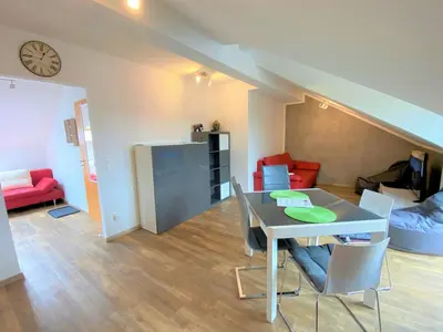 Ein Sitzbereich in der Unterkunft Ferienwohnung Denise