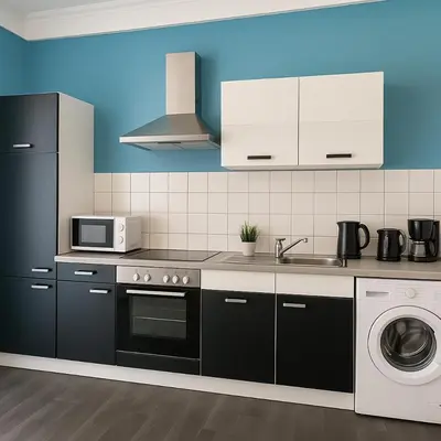 Küche/Küchenzeile in der Unterkunft SUNNYHOME Monteurwohnungen und Apartments in Weiden