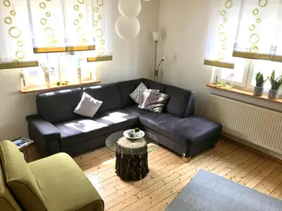 Ein Sitzbereich in der Unterkunft Ferienhaus 2 An der Rodach