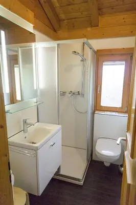 Ein Badezimmer in der Unterkunft Ferienhaus Bayern Chalet 22