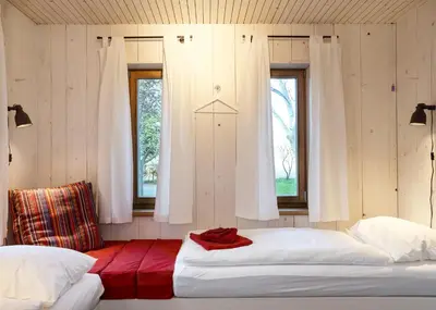 Ein Bett oder Betten in einem Zimmer der Unterkunft Bahnwärterhaus