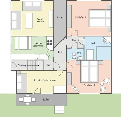 Grundriss der Unterkunft Ferienwohnung Blütentraum