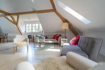 Ein Sitzbereich in der Unterkunft Villa Bergmann