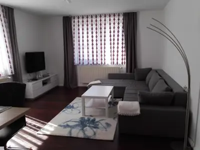 Ein Sitzbereich in der Unterkunft Ferienwohnung Delphin