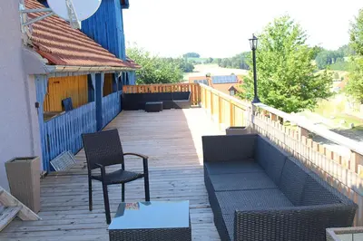Ein Balkon oder eine Terrasse in der Unterkunft Pension Mois