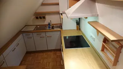 Küche/Küchenzeile in der Unterkunft Ferienwohnung Dachspitze mit Tiefgaragenstellplatz und Skiraum