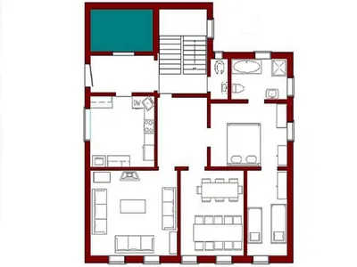 Grundriss der Unterkunft Exklusives Gruppenhaus mit home cinema