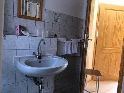 Ein Badezimmer in der Unterkunft Pension Untere Rauner Muehle