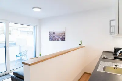 Küche/Küchenzeile in der Unterkunft AMBERG APART - Apartment B - Wohnraum auf Zeit