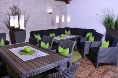 Ein Sitzbereich in der Unterkunft Landhaus Am Forst