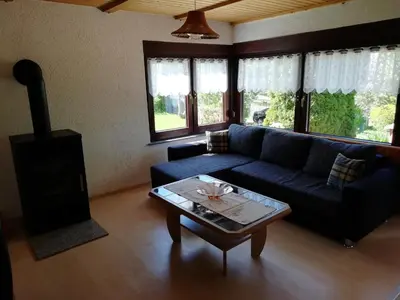 Ein Sitzbereich in der Unterkunft Ferienhaus Möschwitz