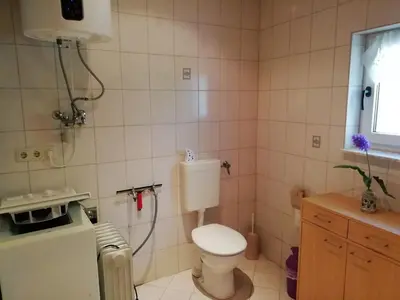 Ein Badezimmer in der Unterkunft Ferienhaus Möschwitz