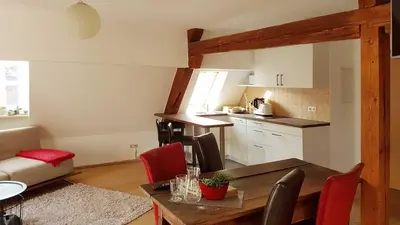 Küche/Küchenzeile in der Unterkunft Apartment Pegnitzmühle mit Pegnitzinsel