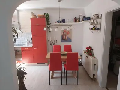 Küche/Küchenzeile in der Unterkunft Ferienwohnung Dinnebier
