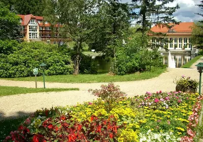Ein Garten an der Unterkunft Parkhotel Bad Brambach