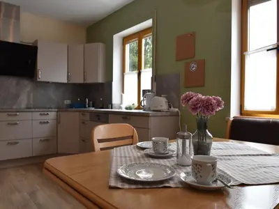 Küche/Küchenzeile in der Unterkunft Apartment in Tannesberg mit Balkon