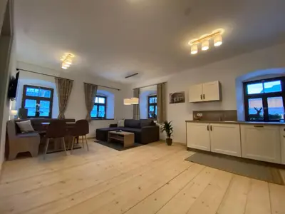 Ein Sitzbereich in der Unterkunft Mühlenhof Mähring