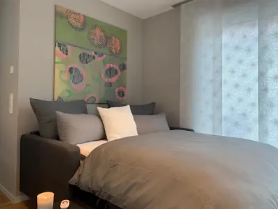 Ein Bett oder Betten in einem Zimmer der Unterkunft Bungalow-Ferienhaus Pottenstein