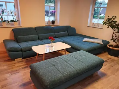 Ein Sitzbereich in der Unterkunft Gute Laune Hof Klingenthal