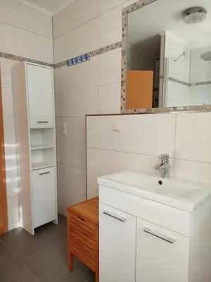 Ein Badezimmer in der Unterkunft Ferienwohnung Beate Oberwiesenthal - 70qm - ideal für Familien und Paare - 2 Schlafzimmer - große Wohnküche - Parkplatz