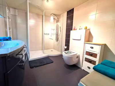 Ein Badezimmer in der Unterkunft Ferienwohnung Am Bergmannsbrunnen