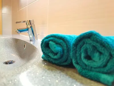 Ein Badezimmer in der Unterkunft Ferienwohnung Am Bergmannsbrunnen